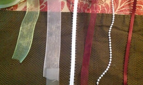 green 2 sizes of white 2 maroon and bead ribbon are all left over 