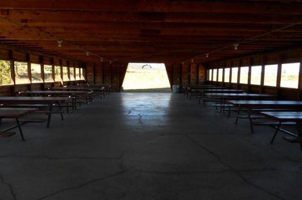 help me decorate my reception space! :  wedding reception space rustic vintage lights branches Cookout Shelter Seating