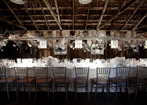 help me decorate my reception space! :  wedding reception space rustic vintage lights branches White Silver Candles Lights Sparkle Reception 13918