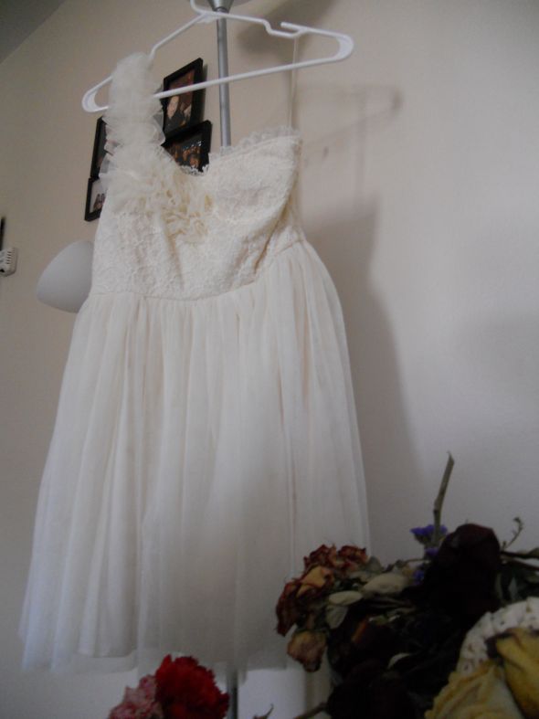 Short Vintage Inspiered White dress :  wedding ivory DSCN0411