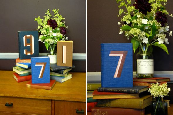 Book Centerpieces wedding centerpieces books vintage Diy Table Numbers4