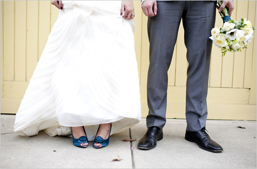 If you wore blue shoes with your wedding dress I would love to see pictures