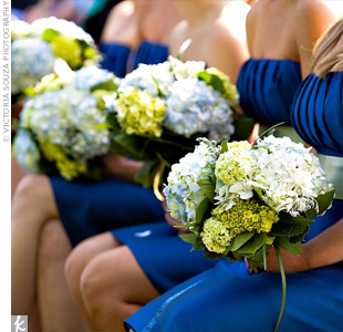 Searching for the right necklace... :  wedding necklace ivory blue davids bridal 1 horizon blue topaz pearls rosette hydrangea Bridesmaids Bouquet.jpg