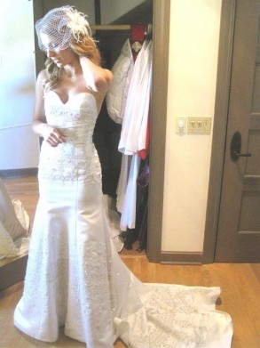 Share your dress's journey... From store to perfect for you! : wedding alterations dress fitting neckline train 304743 563265474969 65801753 31861538 988668022 N