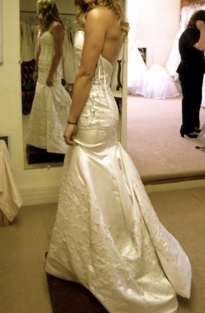 Share your dress's journey... From store to perfect for you! :  wedding alterations dress fitting neckline train IMG 5510
