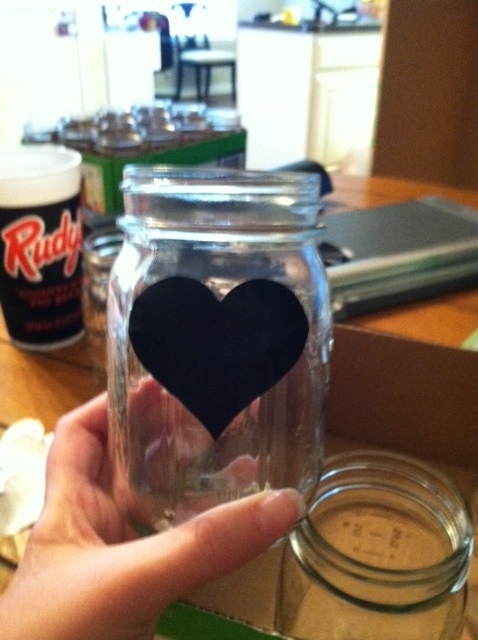 mason jars : wedding mason jars drinking glasses chalkboard hearts diy reception Mason Jars