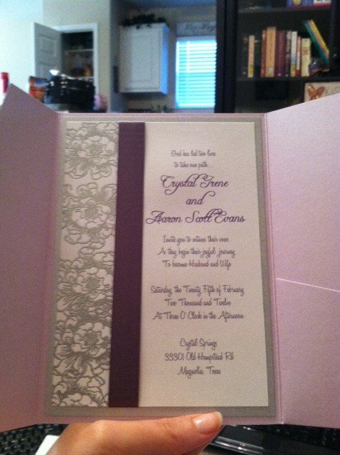 Wedding Invite wedding invitations purple diy silver flowers white ivory 