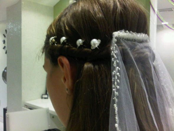 Post your headpieces, hair combs, hair flowers, etc! :  wedding hair headpiece headband flower comb IMG00556 20101211 1339
