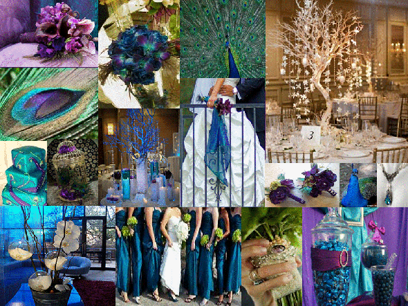 purple and turquoise wedding centerpiece