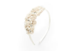 I'm attending a wedding and.... :  wedding hair inspiration hekp ideas CreamandPearlChiffonHeadband 71011 254X170