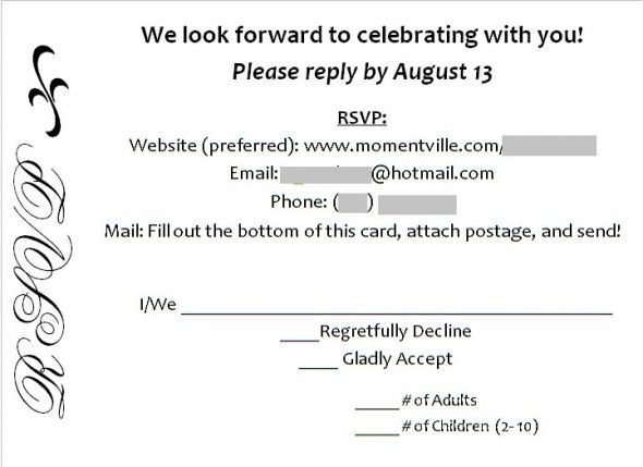 Include RSVP Cards with Invitations wedding RSVP Front