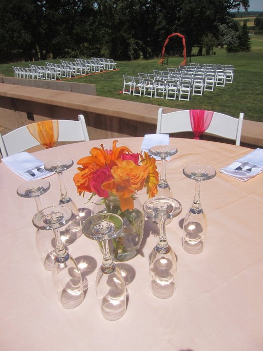  Pink and Orange simple centerpiece wedding orange pink flowers 