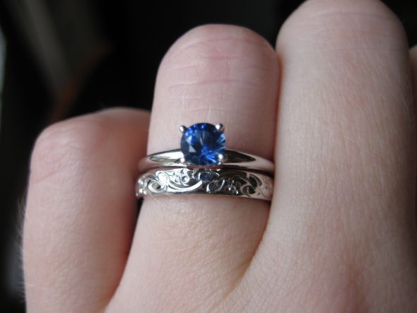 Sapphire E-rings - Please Post 'em! : wedding sapphire engagement ring engagement ring nontraditional rings IMG 2424