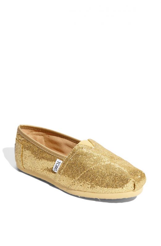 spin-off: super comfy non-sneakers : wedding Gold Glitter Toms