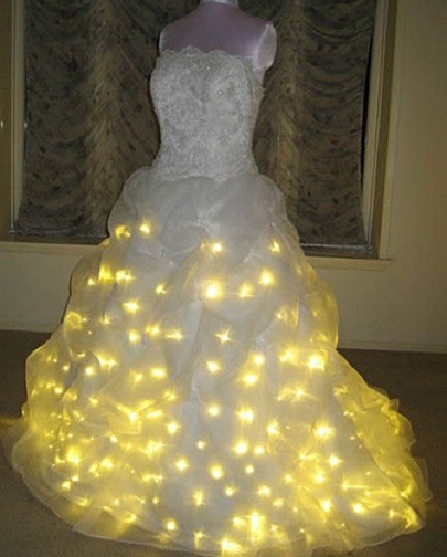 If the lights were pink, I would have to have this dress :  wedding Weird Wedding Dresses 2