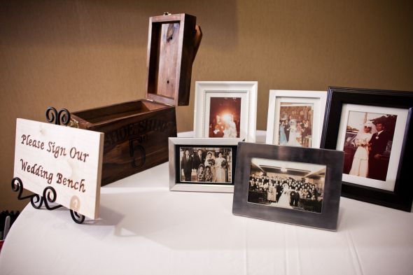 Wedding Bench Guestbook :  wedding guestbook bench diy reception Jkang 110611 0705