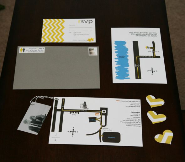 My Modern + Affordable DIY Invitations :  wedding modern invitation diy affordable cheap drawing yellow gray silver inspiration invitations IMG 7071s