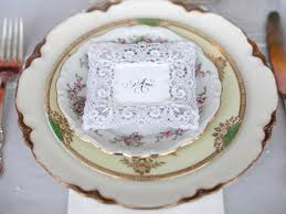 Is it tacky to have guests bring up their plates to the buffet? :  wedding buffet vintage plates poor taste Plates