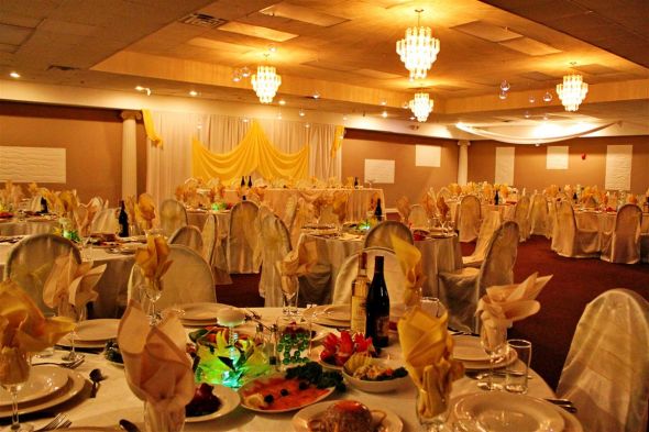 Ivory Satin Banquet chair covers Satin tablecloth organza sashesetc 