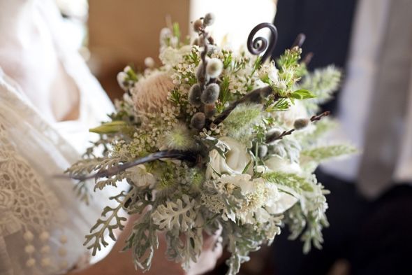 New Flower Inspiration Board! :  wedding peonies Dusty Miller Wax Flower Pussy Willow