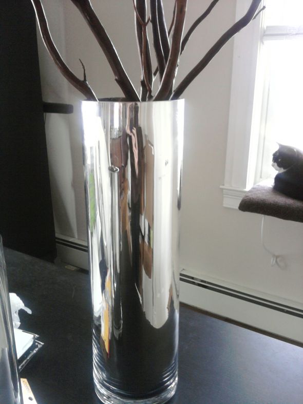 Tall mirrored glass cylinder centerpiece vases for sale MA brides only 