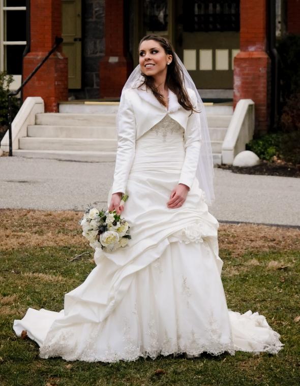 Private label by g 1383 : wedding 1383 1 private label by g lace taffeta winter coat faux fur Front Of 1383