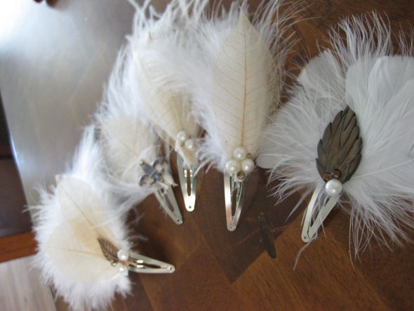 Feather and leaf fascinators